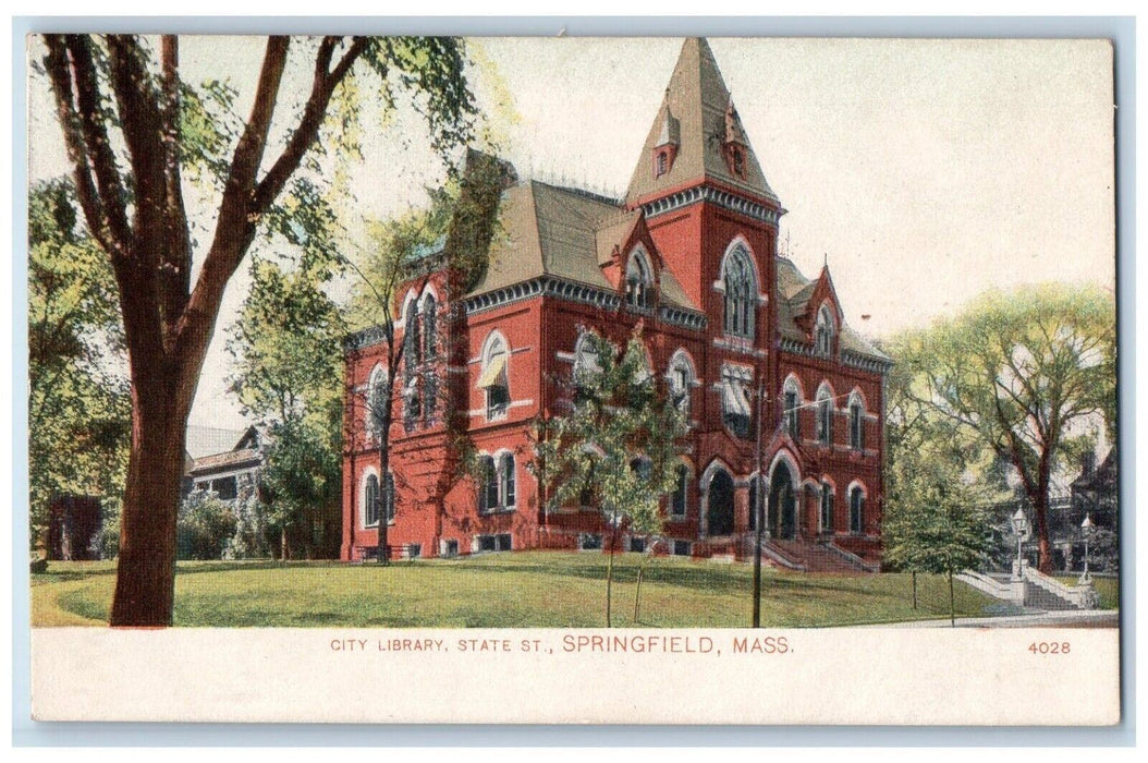 c1910's City Library State Street Springfield Massachusetts MA Unposted Postcard