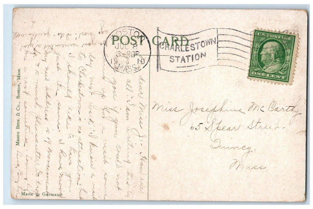 c1910's Court Yard Public Library Boston Massachusetts MA Posted Postcard
