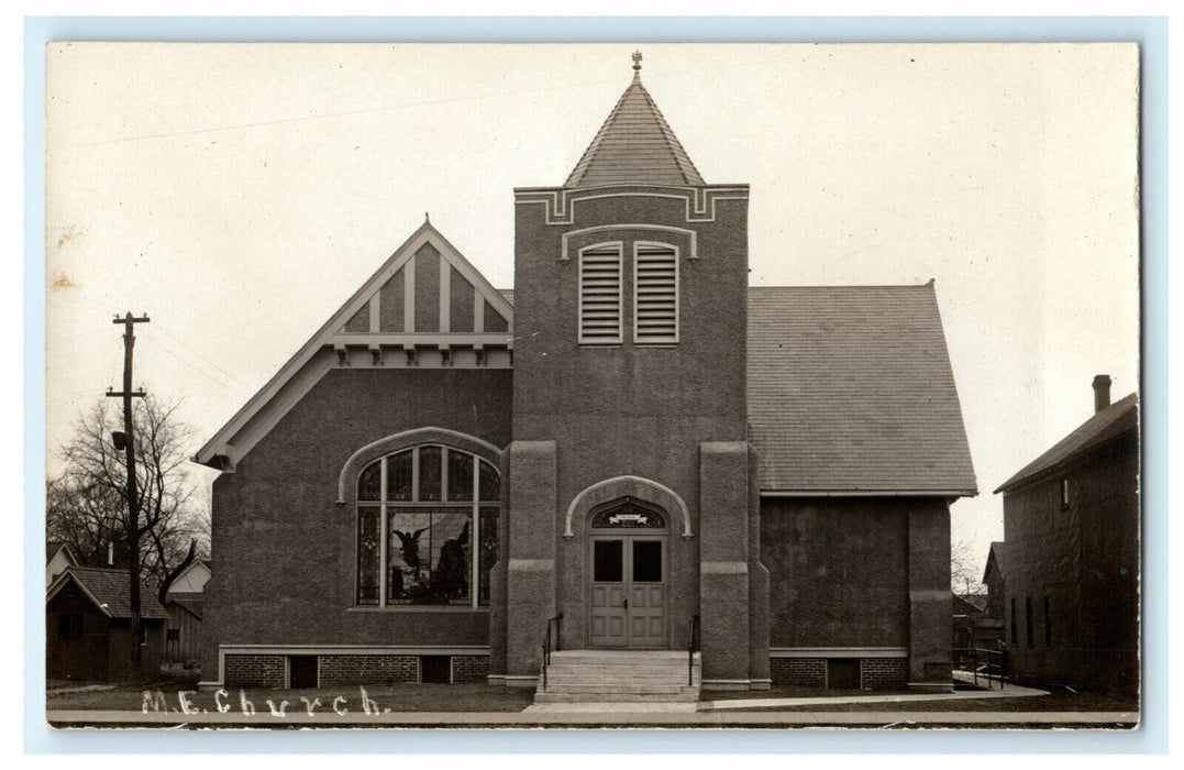 Methodist Church Illinois RPPC Photo c1910 Antique Vintage Postcard