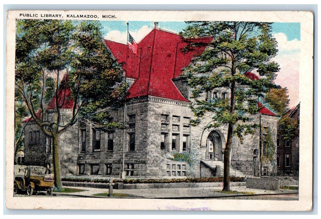 c1937 Public Library Kalamazoo Michigan MI Posted Vintage Postcard