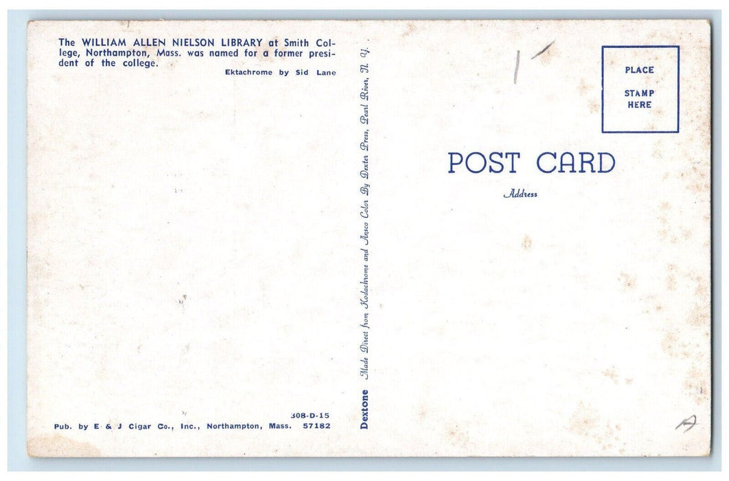 c1960's William Allen  Library Northampton Smith College Massachusetts Postcard