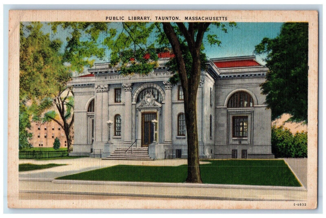 c1940's Public Library Taunton Massachusetts MA Unposted Postcard