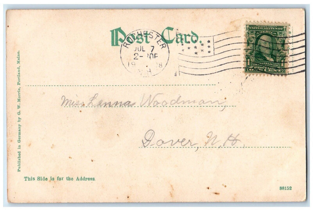 1908 Public Library Rochester New Hampshire NH Posted Antique Postcard