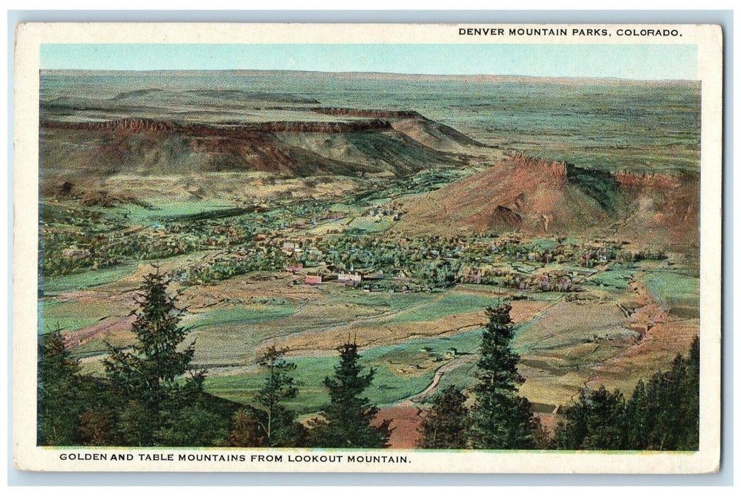 c1920's Golden Table Mountains Lookout Denver Colorado CO Unposted Postcard
