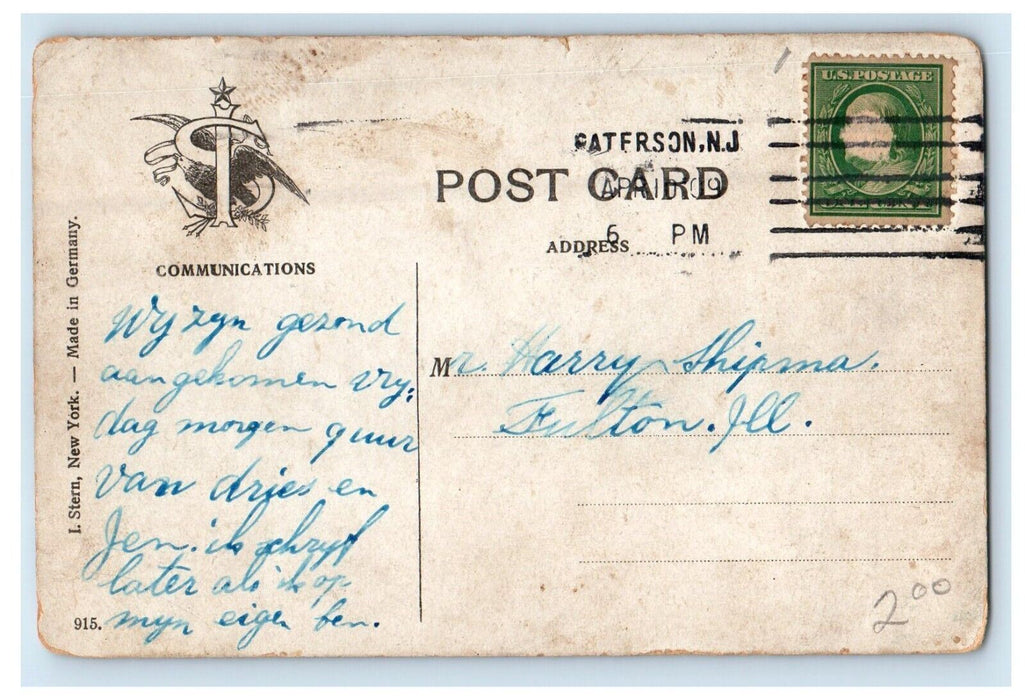 1909 Ribbon Weaving Silk Mill Paterson New Jersey NJ Posted Antique Postcard