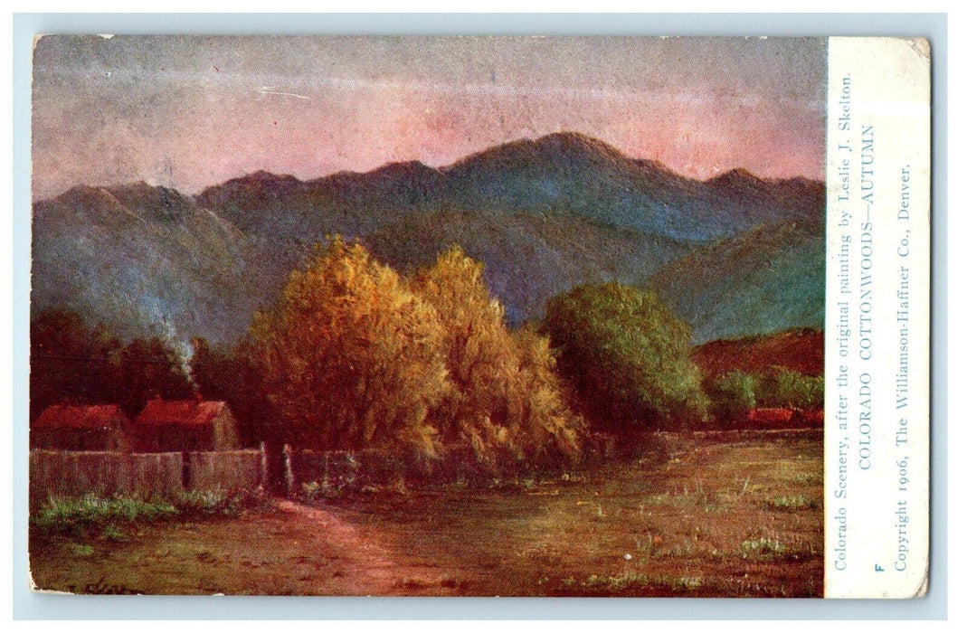 c1910's Colorado CO, Cottonwoods Autumn Scenery Painting Leslie Skelton Postcard