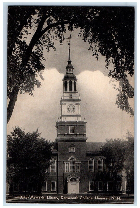 c1944 Baker Memorial Library Dartmouth College Hanover New Hampshire Postcard