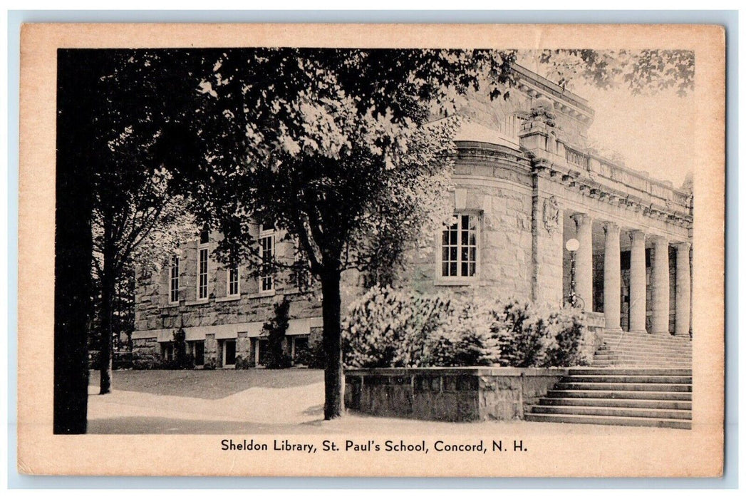 c1930's Sheldon Library St Paul School Concord New Hampshire NH Postcard