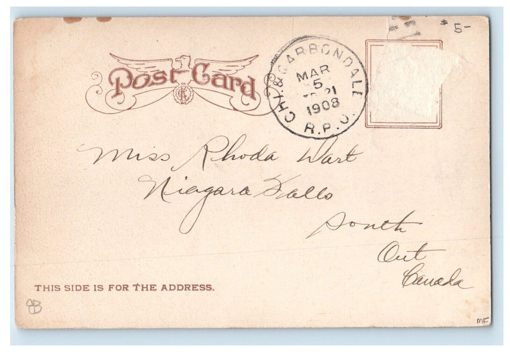1908 Greetings From Kankakee Illinois IL, Street View Horse Carriage Postcard