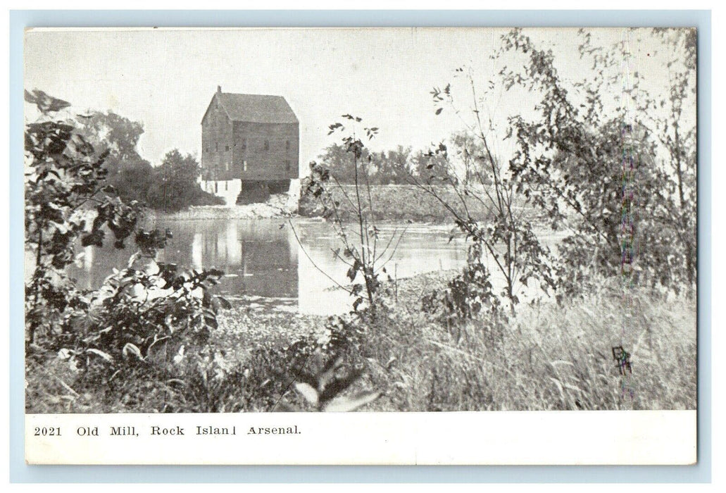 c1910's View Of Old Mill Rock Island Arsenal Illinois IL Antique Postcard