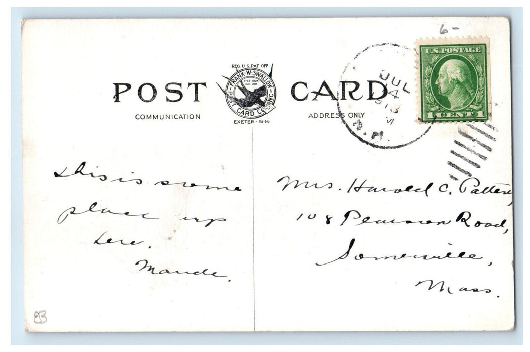 1913 Old Stone Schoolhouse Salem Depot Train Station New Hampshire NH Postcard