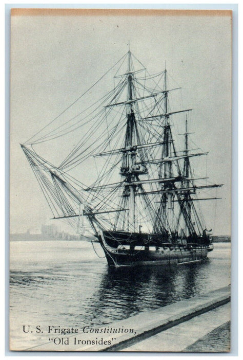 c1940s US Frigate Constitution Old Ironsides 1812 Military War Ship Postcard