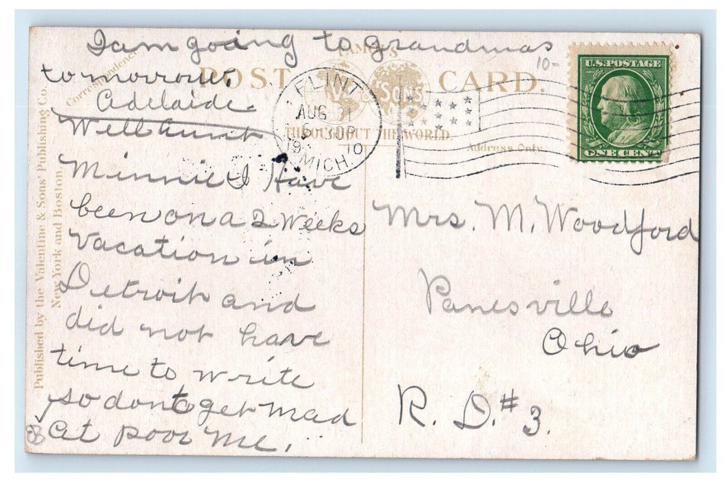 1910 River View And Railroad Yards Flint Michigan MI Posted Antique Postcard