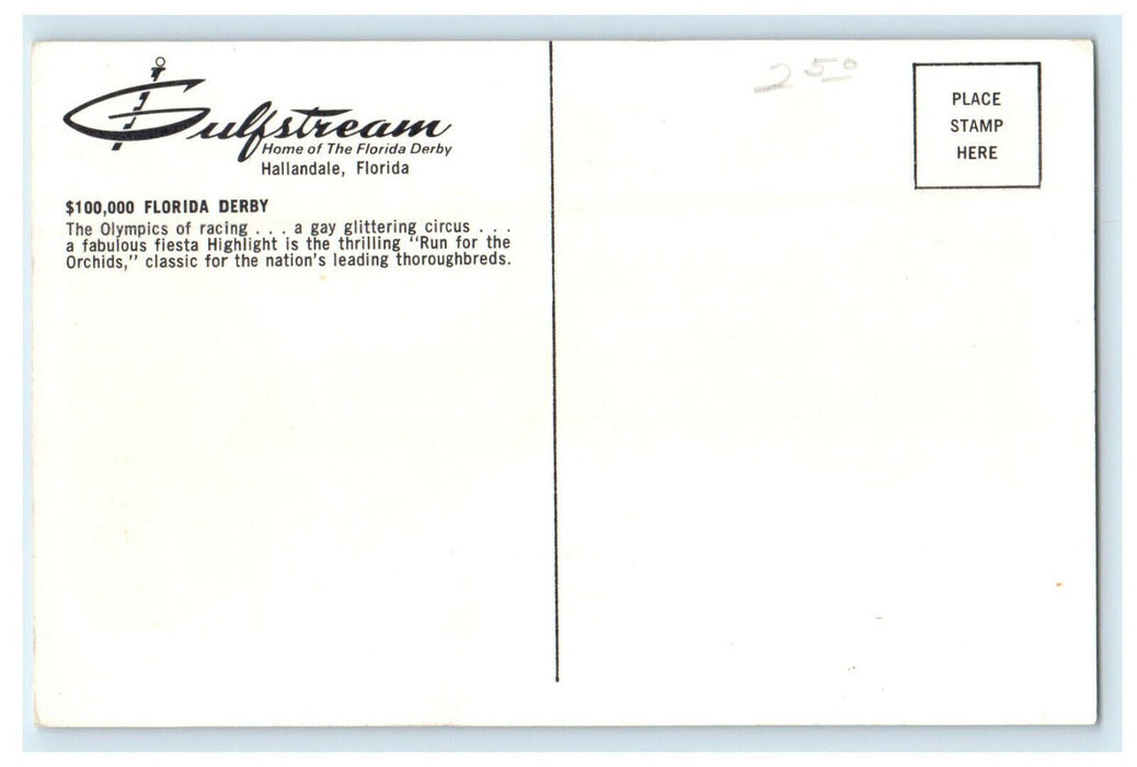 c1960s Florida Derby Day at Gulfstream Park an Unforgettable Pageant Postcard