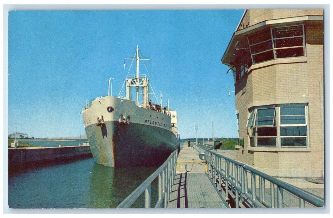 c1960s Eisenhower Lock Street Lawrence Seaway Boat Massena New York NY Postcard