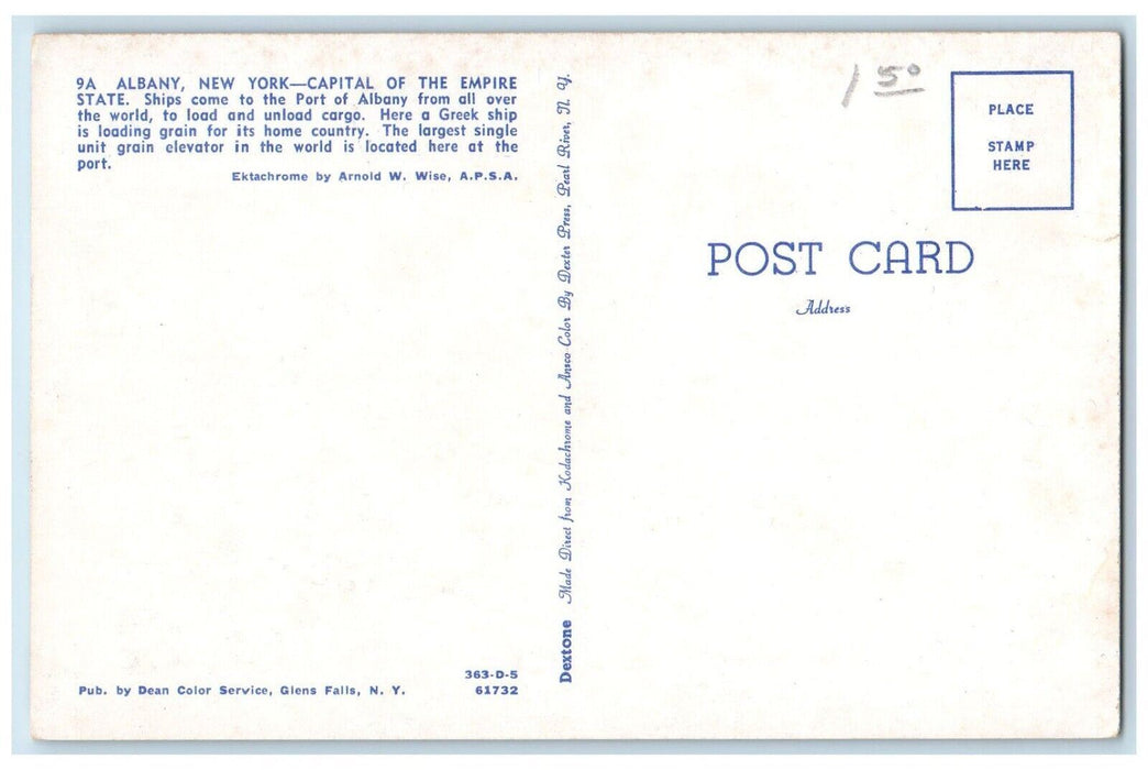 c1960s Cargo Ship Port Albany Capital Empire State Albany New York NY Postcard