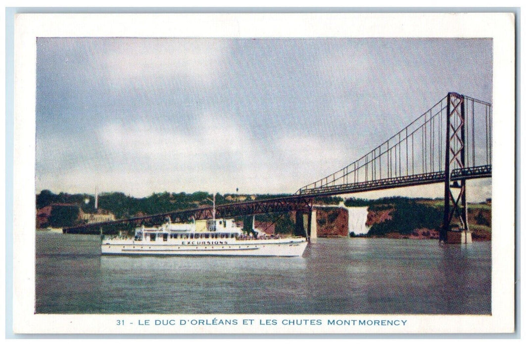 c1940s Le Duc D Orleans Et Les Chutes Montmorency Quebec Canada Ship Postcard