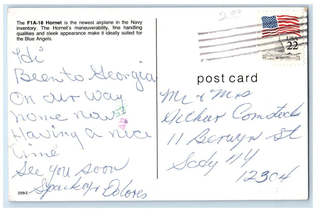 c1970's  F1A-18 Hornet US Navy Airplane Blue Angels Airshow Military Postcard