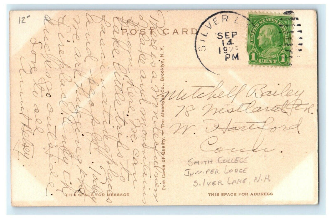 c1928 Juniper Lodge, West Front New Hampshire NH Vintage Posted Postcard