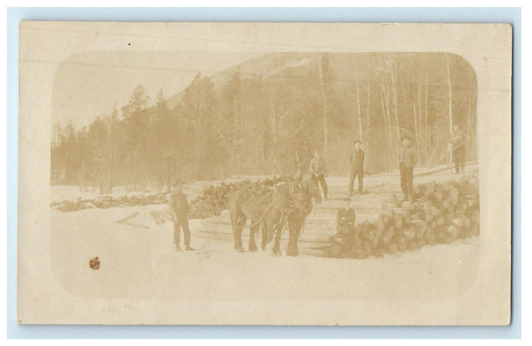 c1910's Logging Operation And Horses RPPC Photo Unposted Antique Postcard