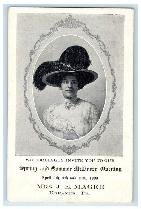 1909 Mrs. J. E. Magee Photo Frame Kreamer Pennsylvania PA Antique Postcard