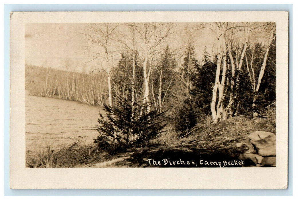 1928 The Birches Camp Becket Chelsea Massachusetts MA RPPC Photo Postcard
