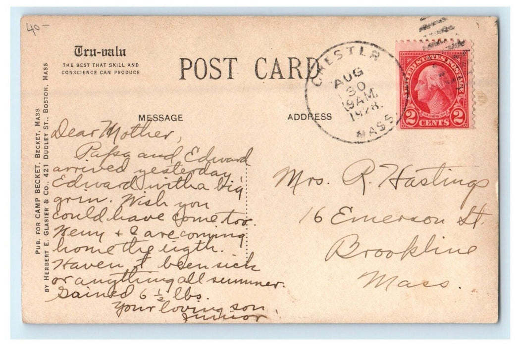 1928 The Birches Camp Becket Chelsea Massachusetts MA RPPC Photo Postcard