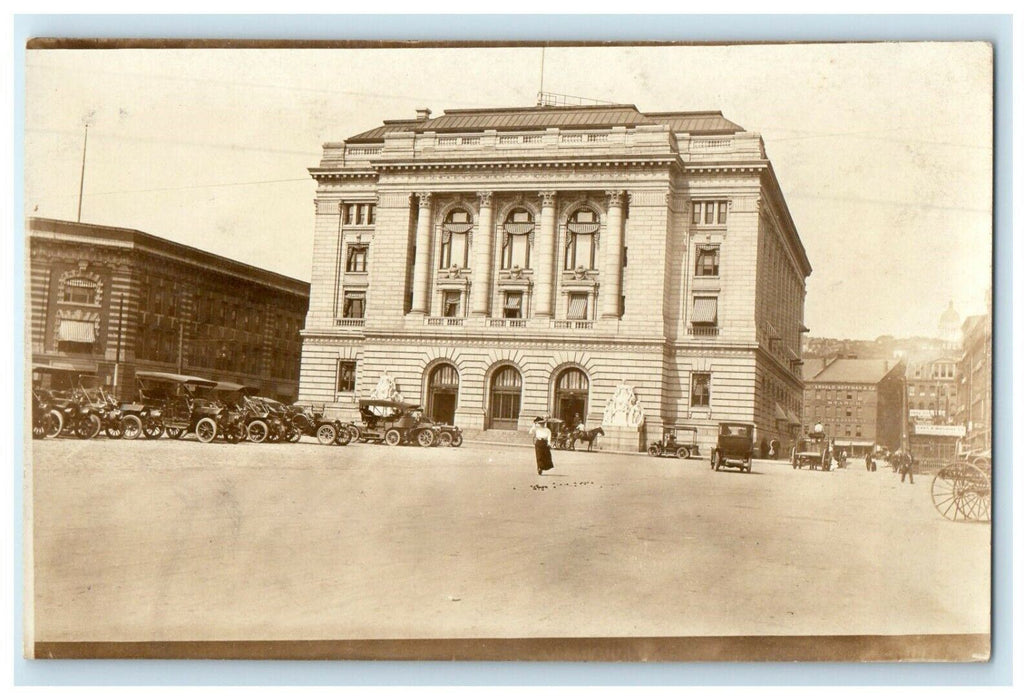 c1910's Old Post Office Cars Providence Rhode Island RI RPPC Photo Postcard