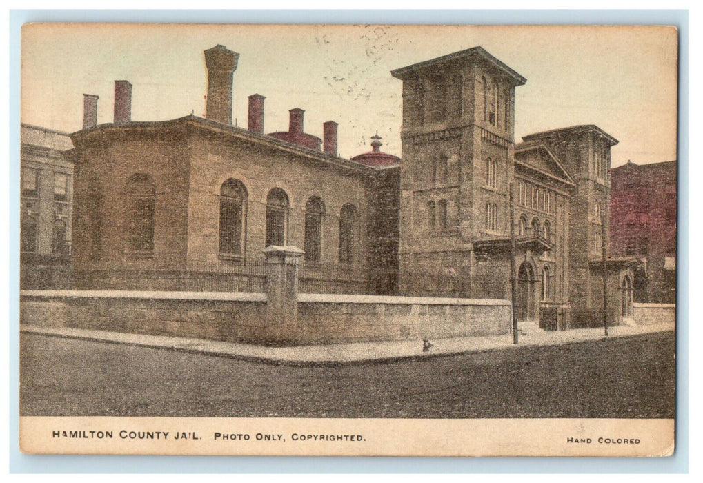 1909 Sierra Madre CA Hamilton County Jail Ohio OH Hand Colored Postcard