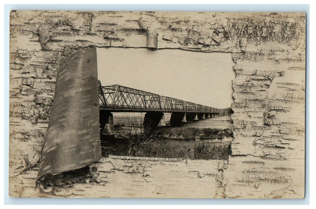 c1905 Holyoke And South Hadley Falls Bridge Massachusetts MA RPPC Photo Postcard