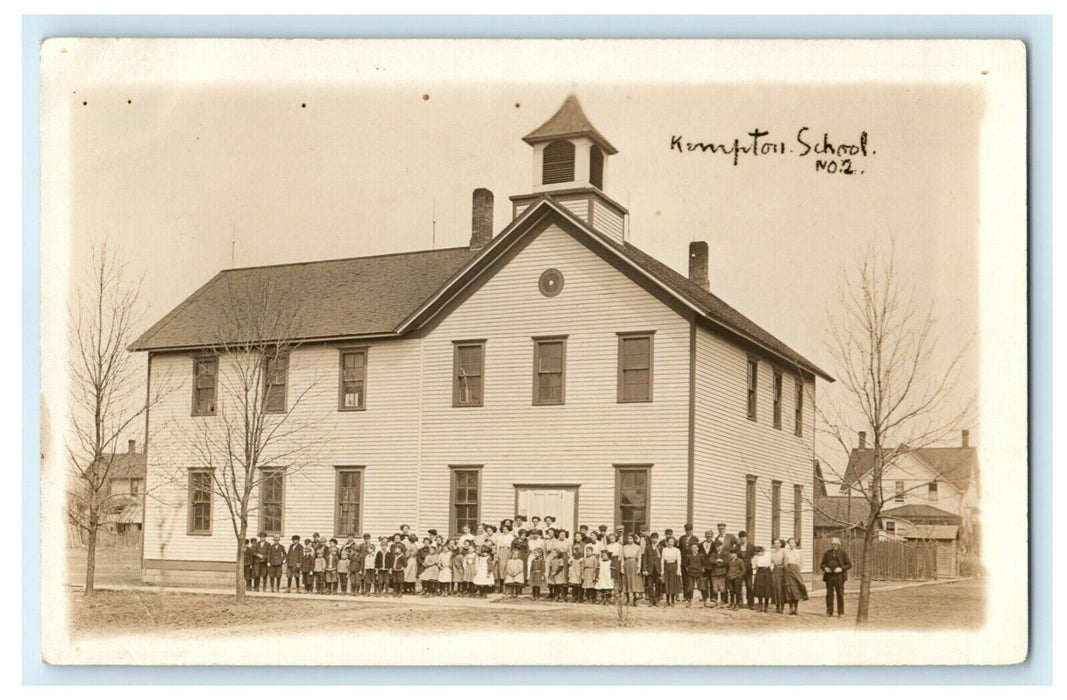 Kempton School No. 2 Illinois Children c1910 RPPC Photo Antique Postcard