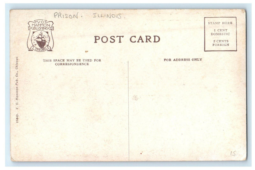 c1910s Prisoners Marching, Illinois State Penitentiary Joliet IL Postcard