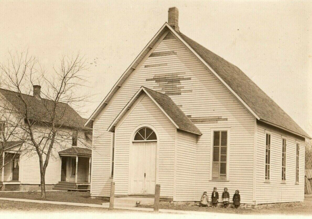 1st Methodist Church Kempton Illinois c1910 Antique RPPC Photo Postcard