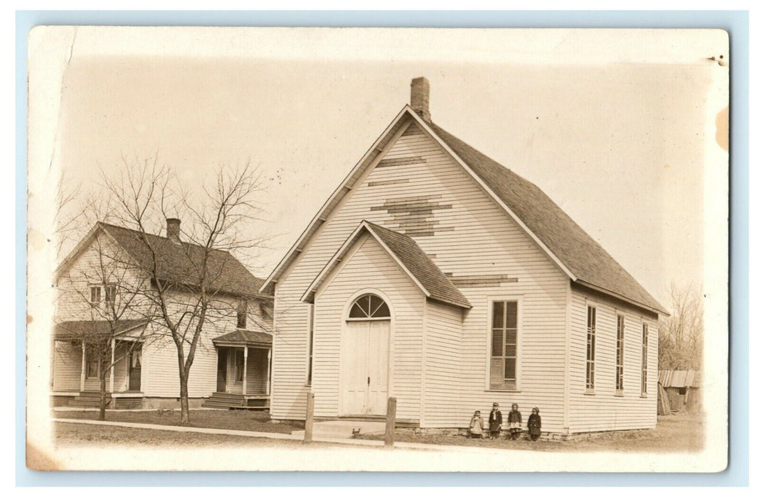 1st Methodist Church Kempton Illinois c1910 Antique RPPC Photo Postcard