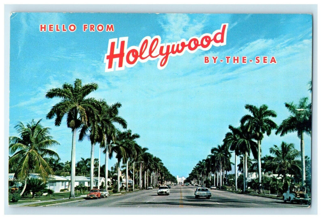 Greetings From Hollywood Boulevard By The Sea Palm Tress Florida FL Postcard