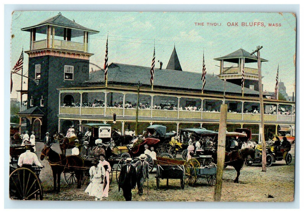 c1912 Horse View at The Tivoli, Oak Bluffs, Massachusetts MA Antique Postcard