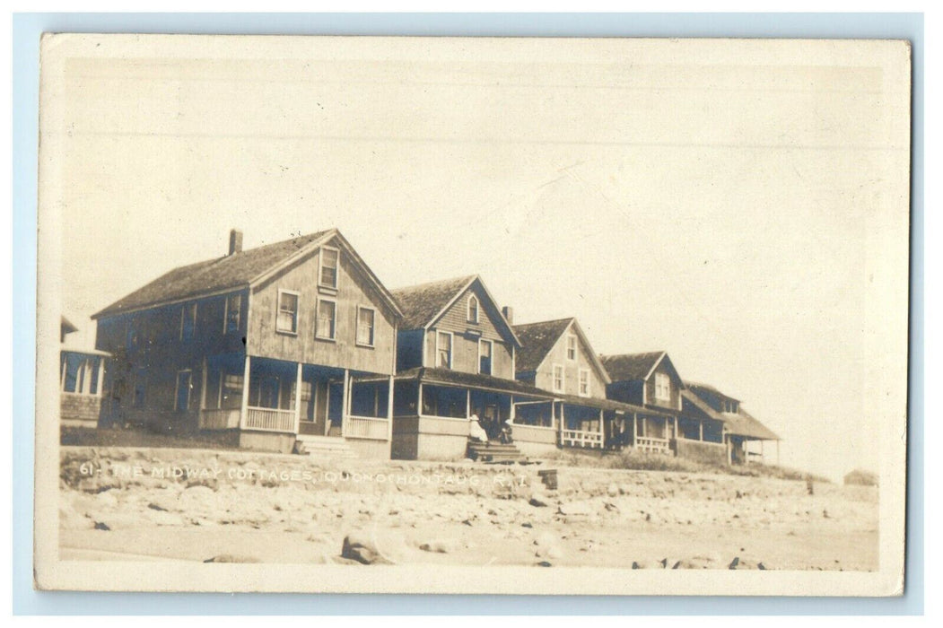 1917 Midway Cottages Quonochontaug Rhode Island RI RPPC Photo Antique Postcard