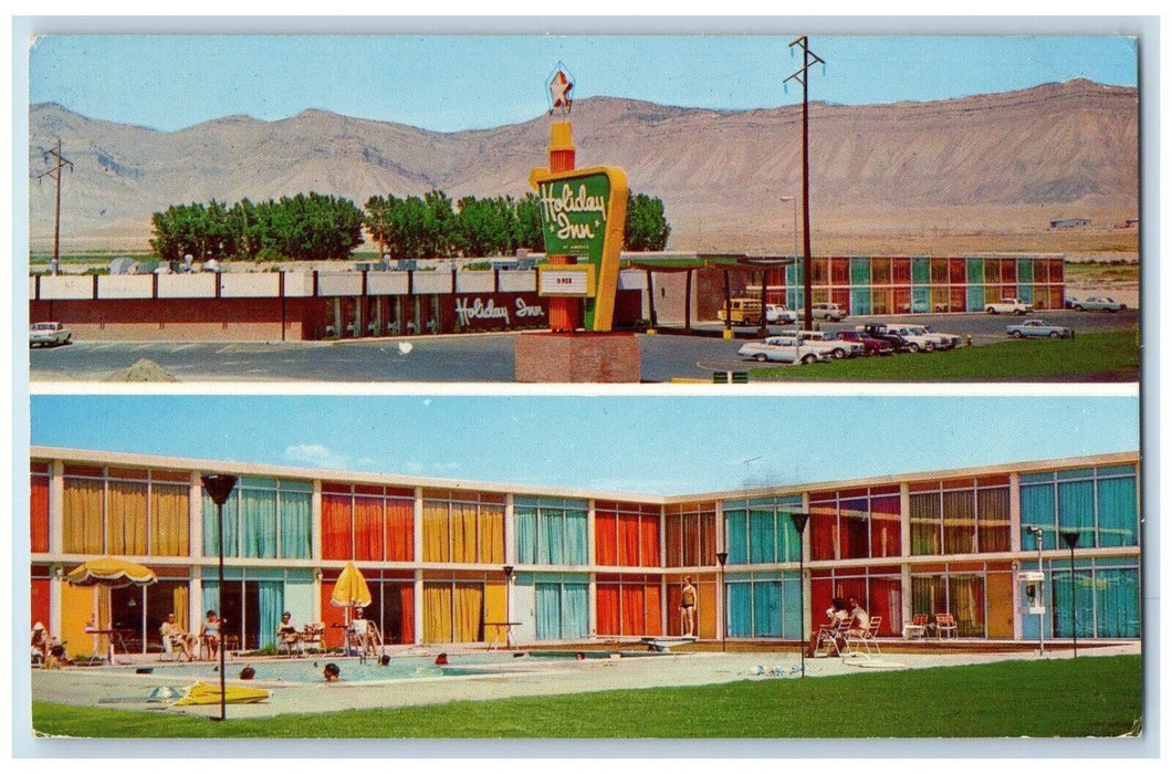 c1960s Holiday Inn Swimming Pool Parking Lot Grand Junction Colorado CO Postcard