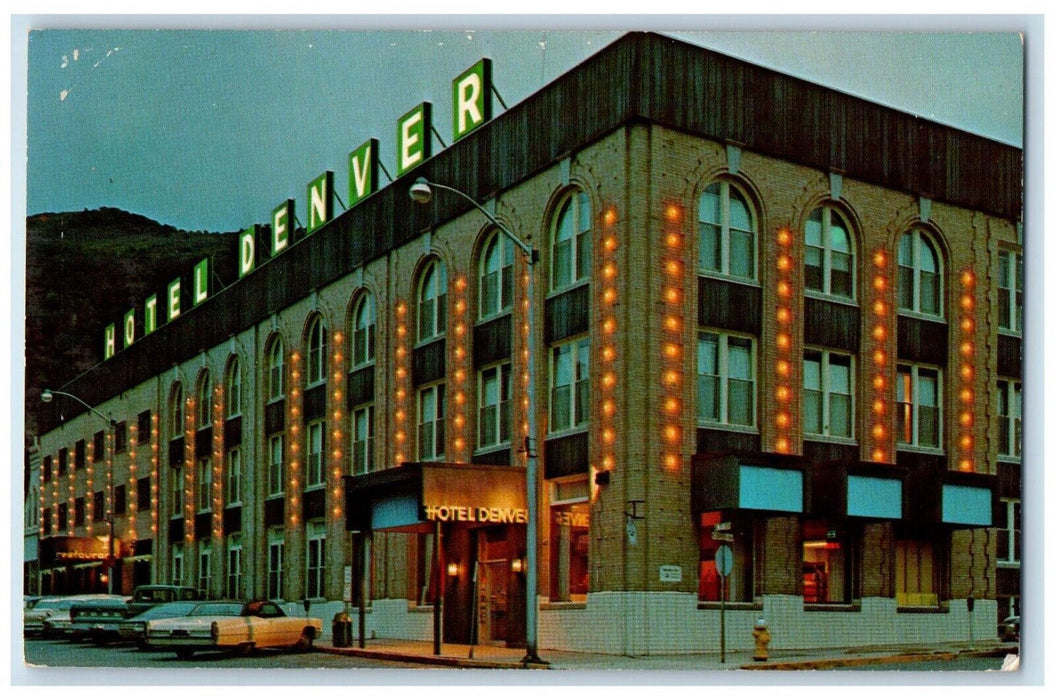 c1960s Hotel Denver Building Night View Glenwood Springs Colorado CO Postcard