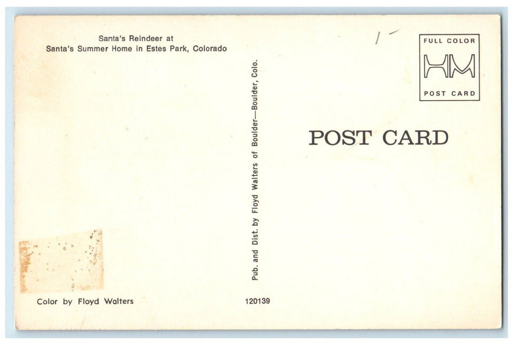 c1960s Santa Reindeer at Santa's Summer Home Estes Park Colorado CO Postcard