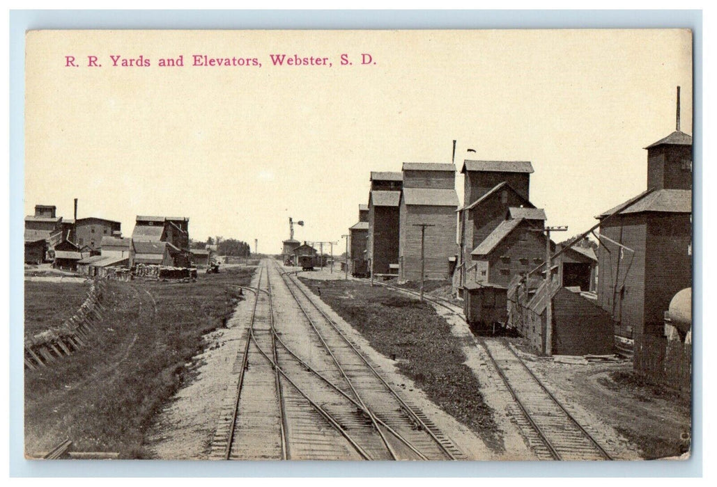 c1910's R. R. Train Yards And Elevators Webster South Dakota SD Antique Postcard