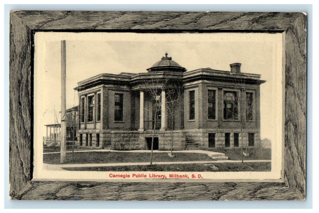 c1910's Carnegie Public Library Building Millbank South Dakota SD Postcard