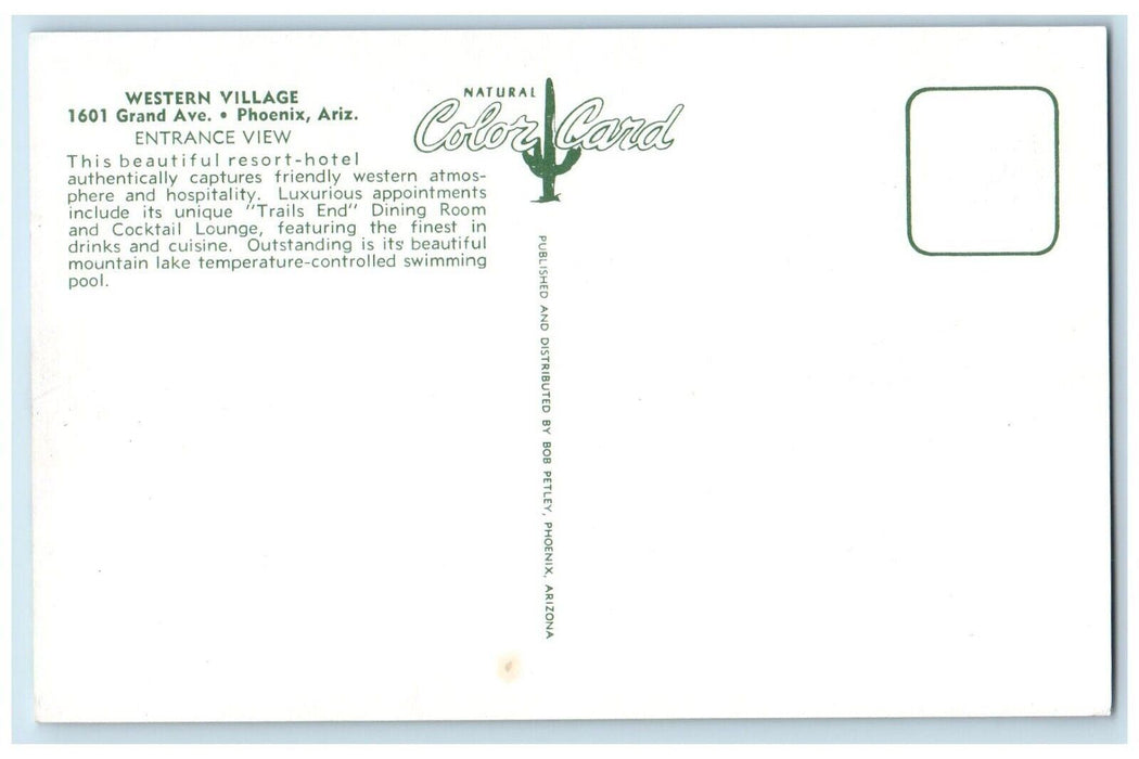 c1960s Roadside Entrance View Western Village Resort Phoenix Arizona AZ Postcard