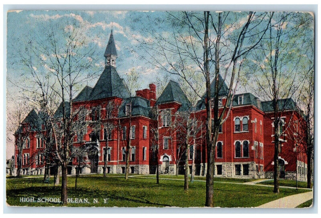 c1960s Exterior View High School Building Olean New York NY Antique Postcard