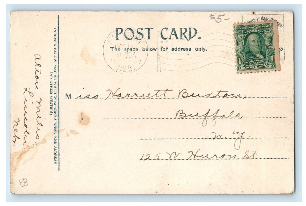 1907 West Side Of Square Looking South Fairbury Nebraska NE Antique Postcard