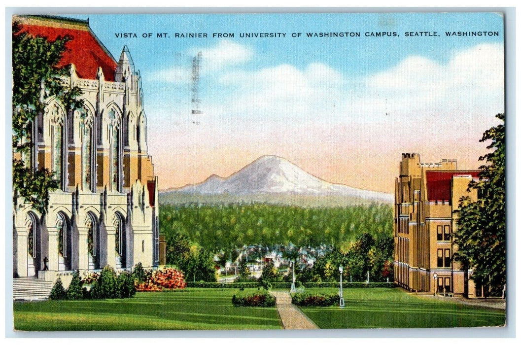 c1940s Vista Mt Rainier University Washington Campus Seattle Washington Postcard