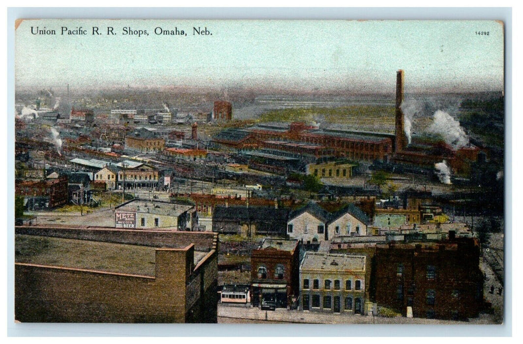 c1910's Bird's Eye View Of Union Pacific R. R. Shops Omaha Nebraska NE Postcard