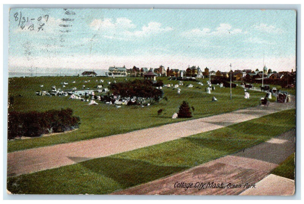 c1905s Ocean Park Pond Band Stand Cottage City Massachusetts MA Antique Postcard