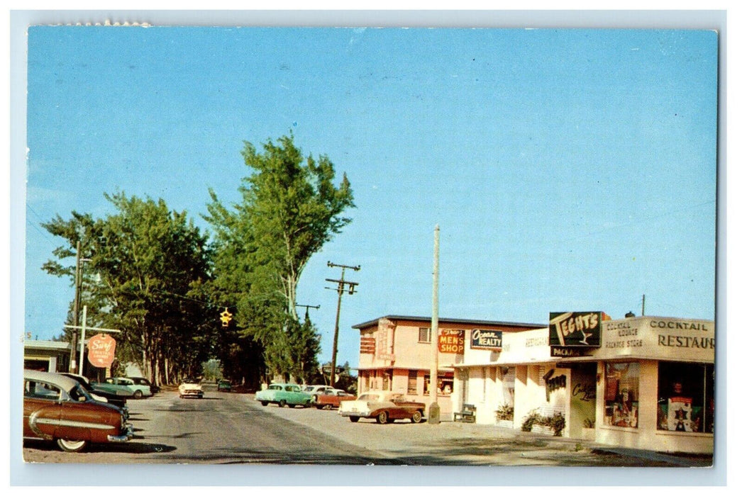 1960 Main Intersection Of Cocoa Beach Mens Shop Stores Cars Florida FL Postcard