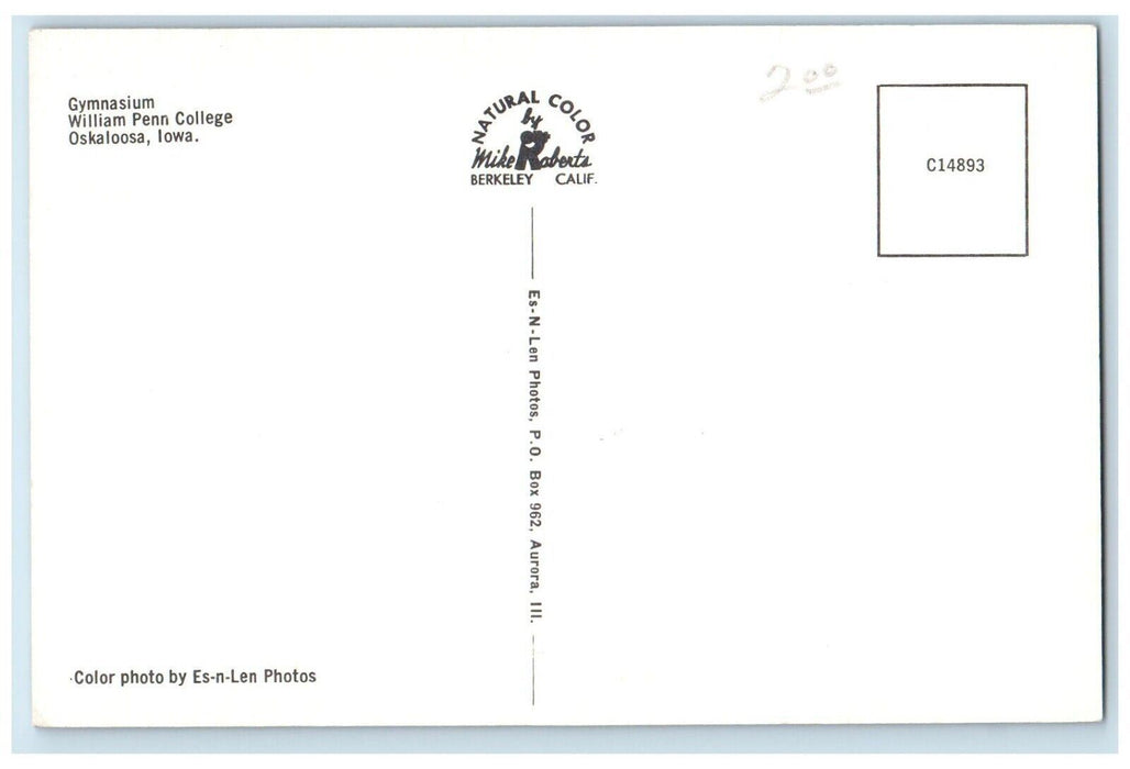 c1960s Exterior View Gymnasium William Penn College Oskaloosa Iowa IA Postcard